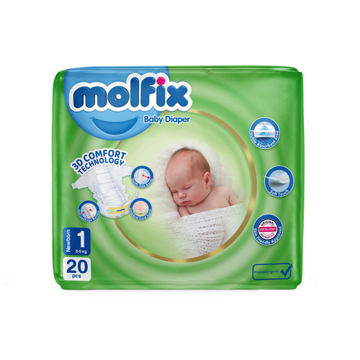 پوشک کودک مولفیکس سایز 1 بسته 20 عددی